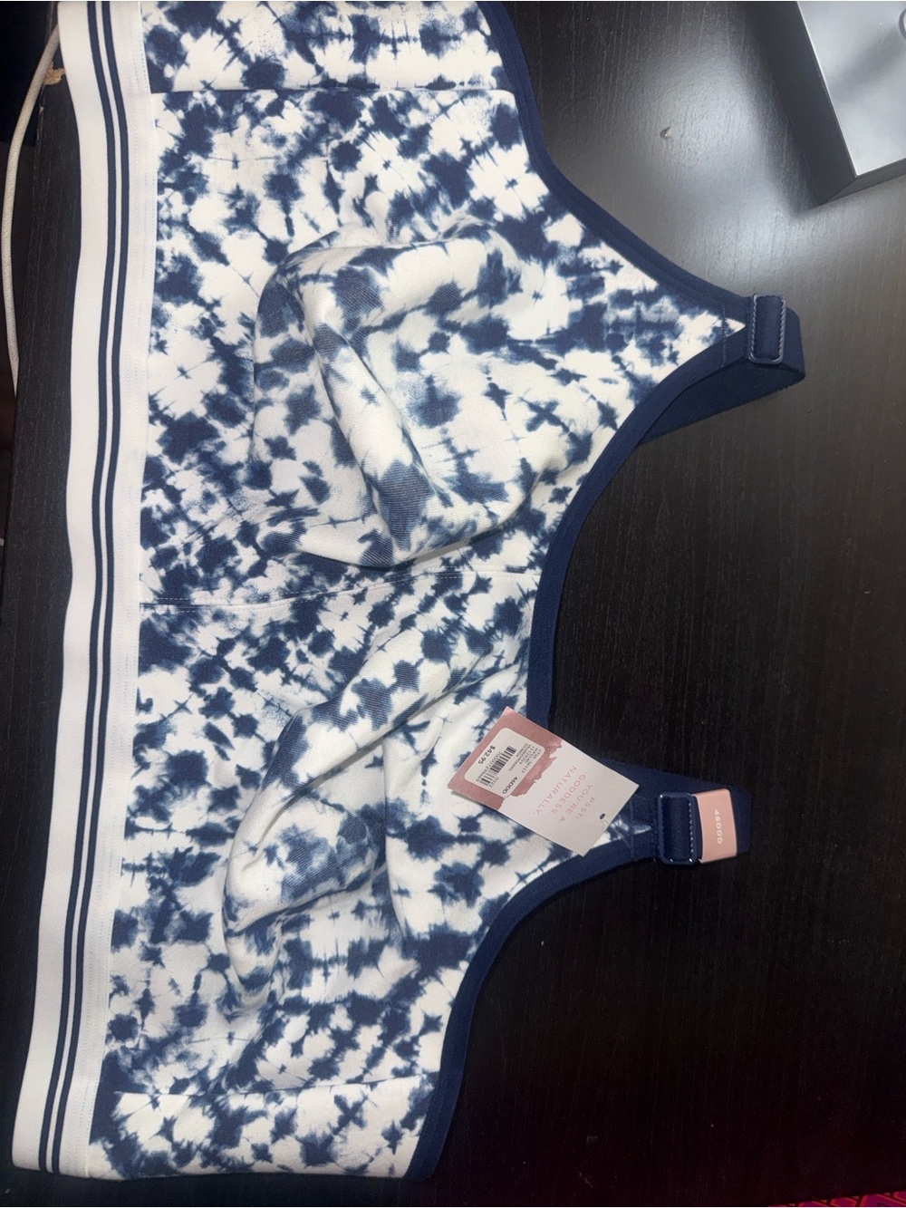 Cacique Navy and White Tie-Dye Wireless Comfort Bra